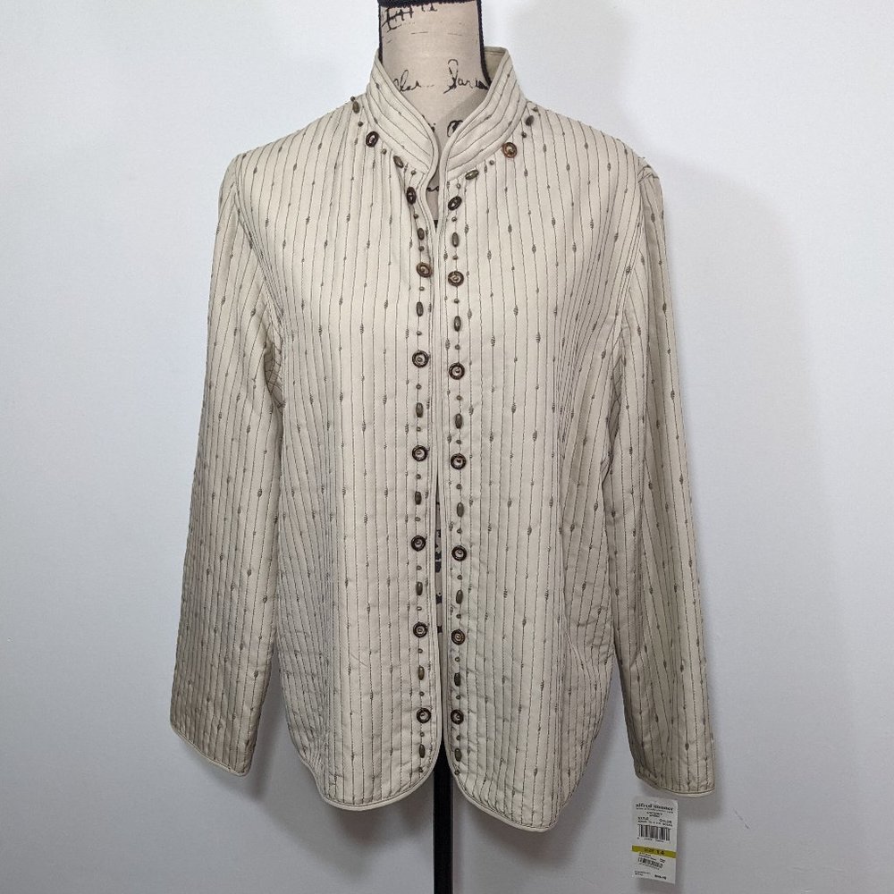 NWT ALFRED DUNNER 14 OPEN FRONT IVORY Tan Jacket Lightweight